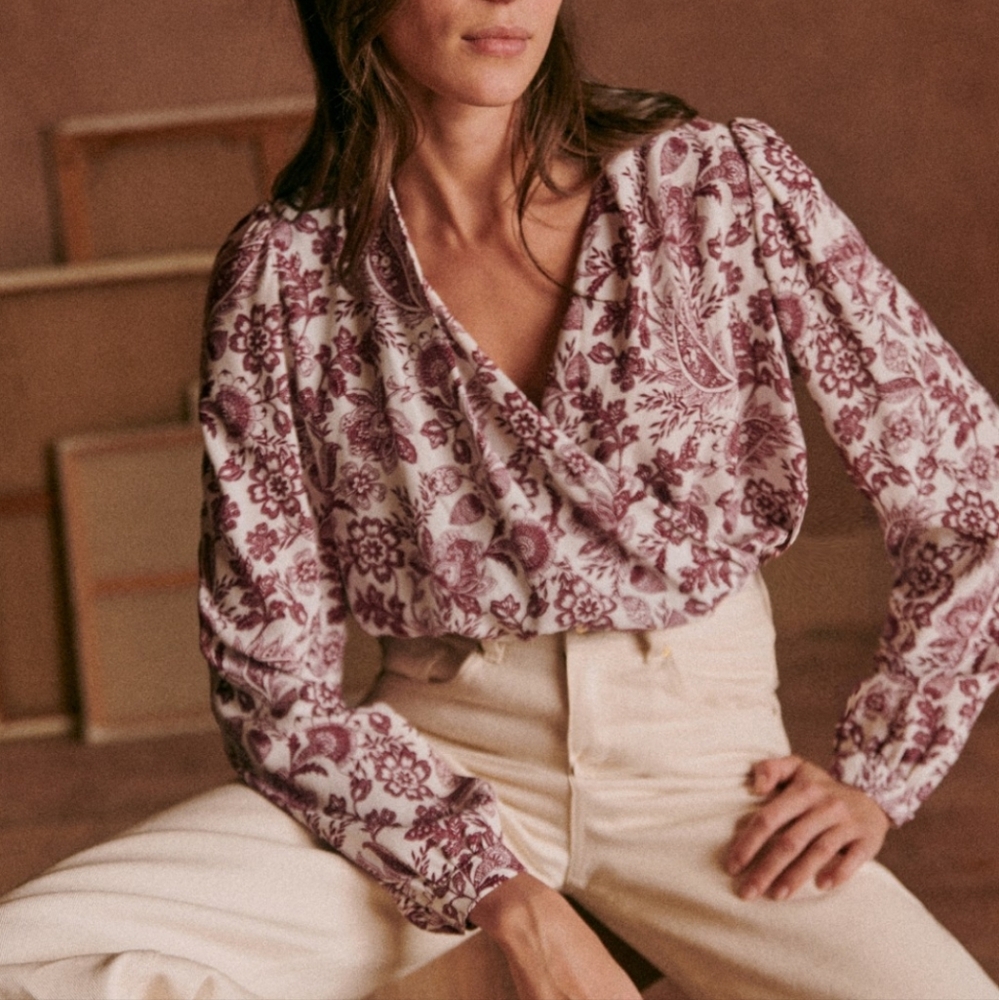 Sezane Abélia Blouse-Ghalia Ecru Print